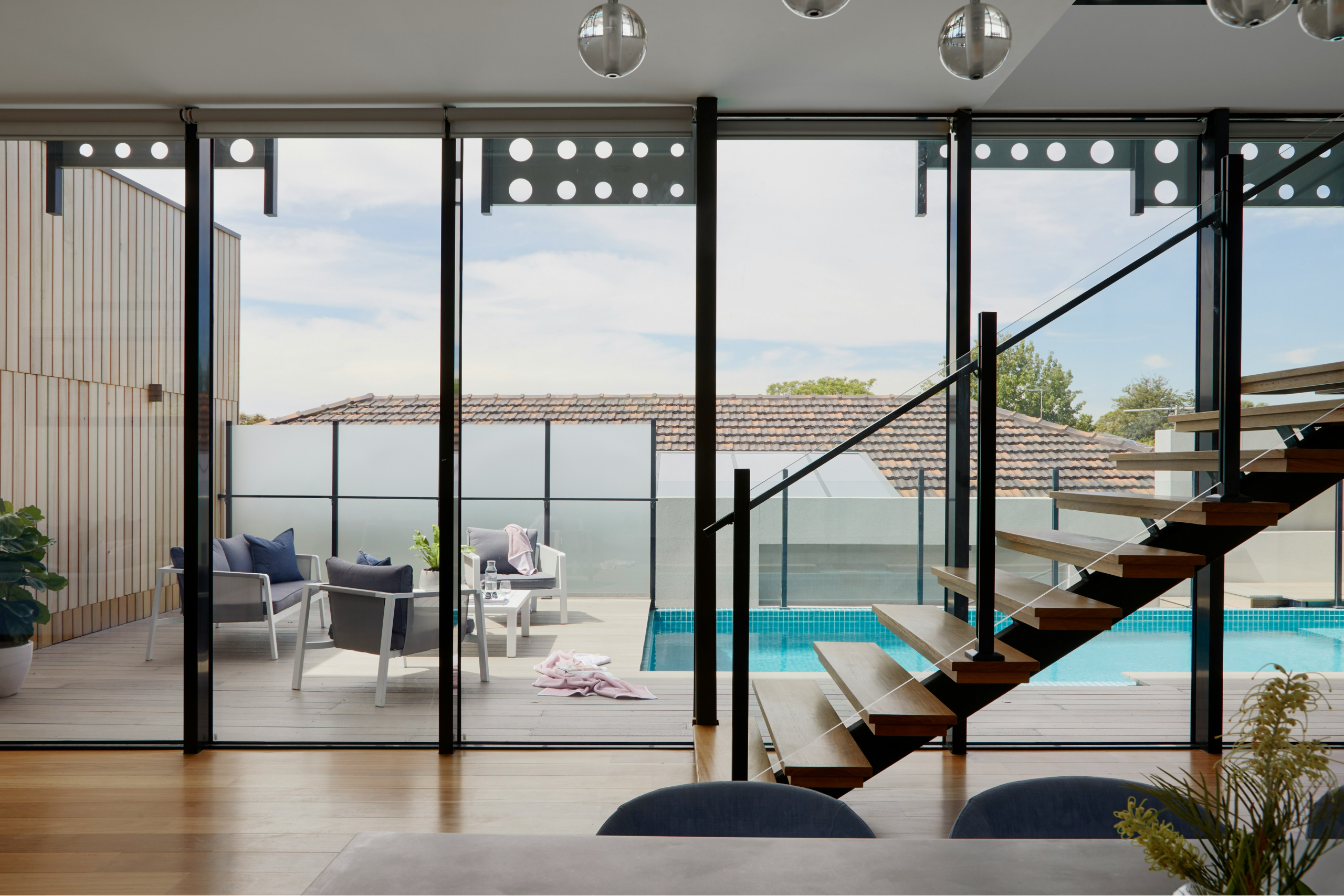A completed residential development with a pool terrace